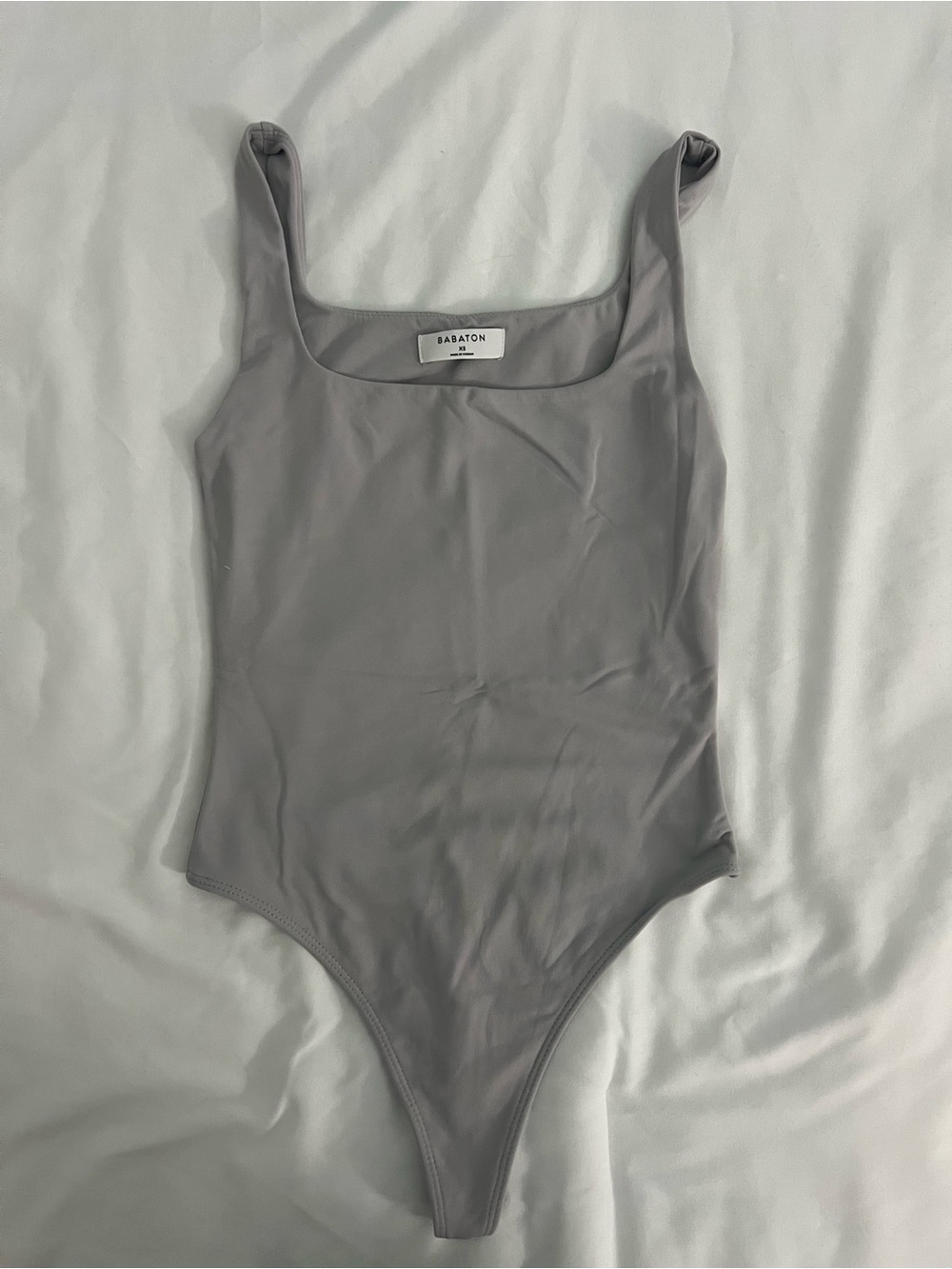 Babaton Gray Square Neck One-Piece Bodysuit